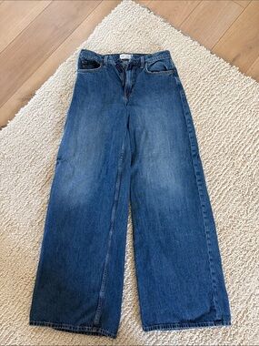 GAP Wide-Leg Low Strung Extra Baggy Jeans in Dark Blue Wash